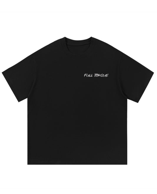 Black Full Torque t-shirt with whiteish pink lightning
